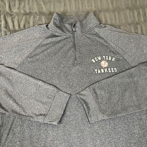 Stitches‎ New York Yankees Mens Medium 1/4 Zip Pullover Heather Gray MLB 94492